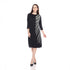 3/4 Sleeve Patched Pleated Dress - DR1024